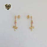 (1-1158-1) Gold Laminate - Dragonfly Dangle Earrings - BGF