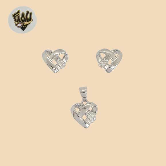 (2-6350) 925 Sterling Silver - Heart Set.