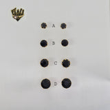 (1-1082) Gold Laminate - Zircon Stud Earrings - BGF