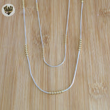 (2-8004) Cadenas de bolas de dos tonos en plata de ley 925.