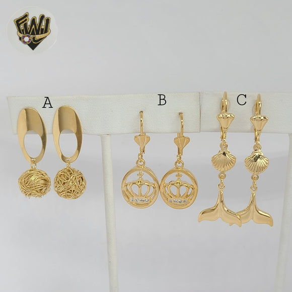 (1-1187) Gold Laminate - Long Earrings - BGF