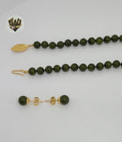 (MSET-45) Gold Laminate - 7mm Green Mallorca Pearls Set - BGF