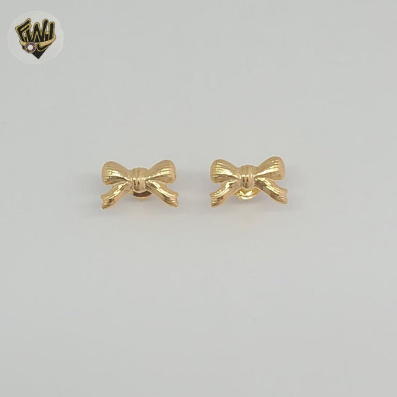 (1-1140-1) Gold Laminate -  Bow Stud Earrings - BGF
