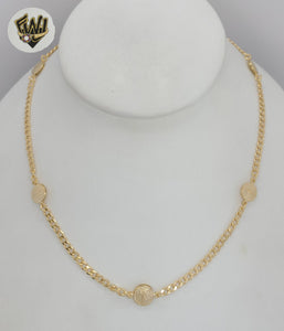 (1-6143) Laminado de Oro - Collar de Cadena Curvada de San Benito - BGF