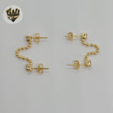 (1-1237-5) Laminado de Oro - Pendientes Doble Circón - BGF