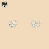 (2-3241) 925 Sterling Silver - Origami Heart Earrings.