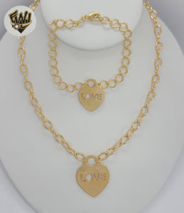 (1-6168) Gold Laminate - Rolo Link Heart Set - BGF