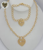 (1-6168) Gold Laminate - Rolo Link Heart Set - BGF