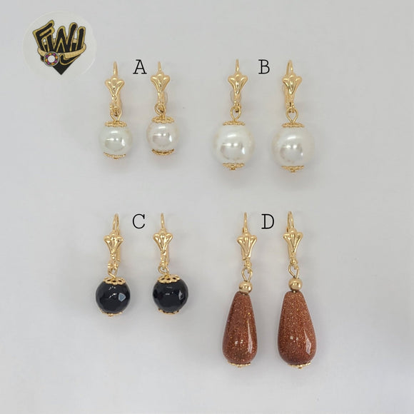 (1-1186) Gold Laminate - Bead Earrings - BGF
