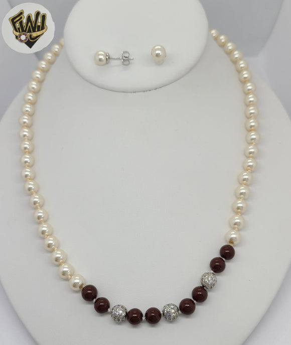 (MSET-43) Gold Laminate - 7mm Two Colors Mallorca Pearls Set - BGF