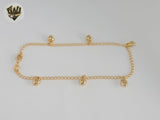 (1-0218) Gold Laminate - 3mm Link Charms Anklet - 9.5" - BGF