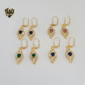 (1-1216) Gold Laminate - Long Zircon Earrings - BGO