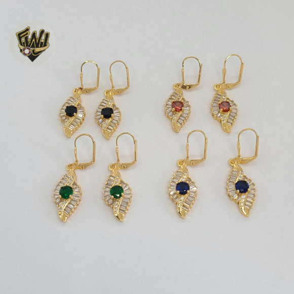 (1-1216) Gold Laminate - Long Zircon Earrings - BGO