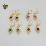 (1-1216) Gold Laminate - Long Zircon Earrings - BGO