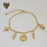 (1-0776) Gold Laminate - Cowgirl Charms Bracelet - 7" - BGF