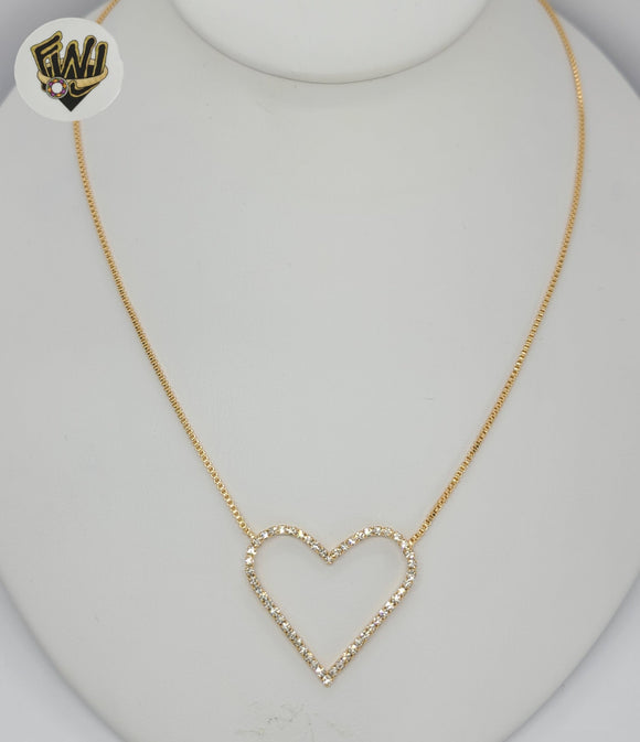 (1-6266) Gold Laminate - Zircon Heart Necklace - BGF