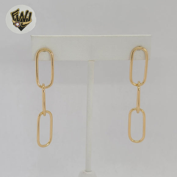 (1-1212-3) Gold Laminate - Paper Clip Long Earrings - BGF