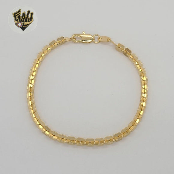 (1-0494) Laminado de oro - Brazalete de eslabones cuadrados de 4 mm - BGF