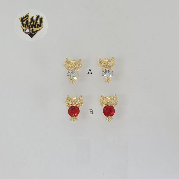 (1-1172-2) Gold Laminate - Owl Studs Earrings - BGF