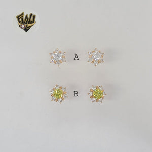 (1-1198) Gold Laminate - Stud Flower Earrings - BGF