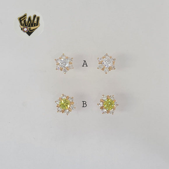(1-1198) Gold Laminate - Stud Flower Earrings - BGF