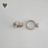 (4-0078) Acero inoxidable - Anillo para hombre con circonitas talladas.