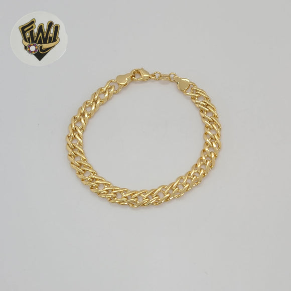 (1-0801) Gold Laminate - 8mm Double Curb Link Bracelet - BGF
