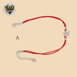 (2-0324) 925 Sterling Silver - 2mm Red String Bracelet.