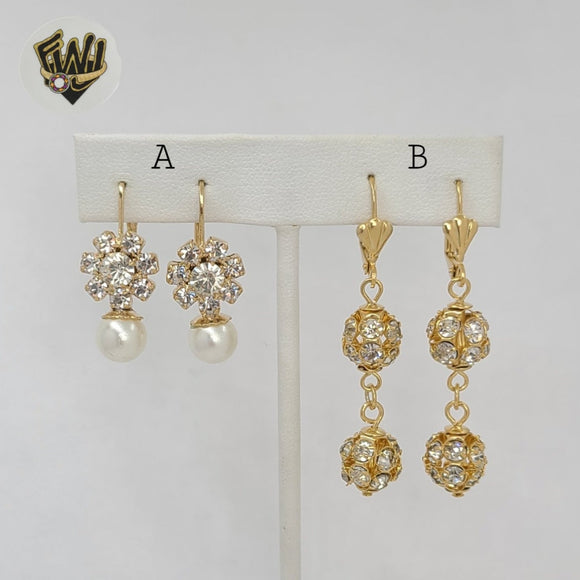 (1-1209-5) Gold Laminate - Zircon Dangle Earrings - BGO