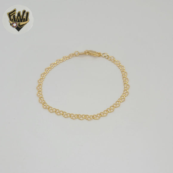 (1-0608) Gold Laminate - 4mm Hearts Link Bracelet - 7