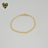 (1-0608) Gold Laminate - 4mm Hearts Link Bracelet - 7" - BGF