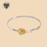 (2-0686-1) 925 Sterling Silver - 4mm Two Tones Flower Bangle.