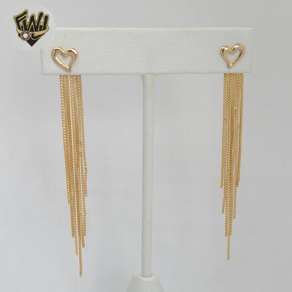 (1-1244-4) Gold Laminate - Heart Long Earrings - BGF
