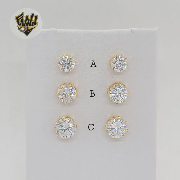 (1-1086) Gold Laminate - Zircon Stud Earrings - BGF