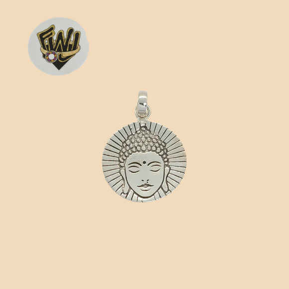 (2-1506) Plata de Ley 925 - Colgante Medalla de Buda.