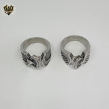 (4-0023-3) Stainless Steel -  Wheel Men Ring.