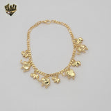(1-0546) Laminado de oro - Pulsera de elefantes con eslabones Figaro de 3 mm - 7" - BGF