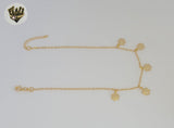 (1-0148) Gold Laminate - 1.5mm Link Charms Anklet - 9.5" - BGF