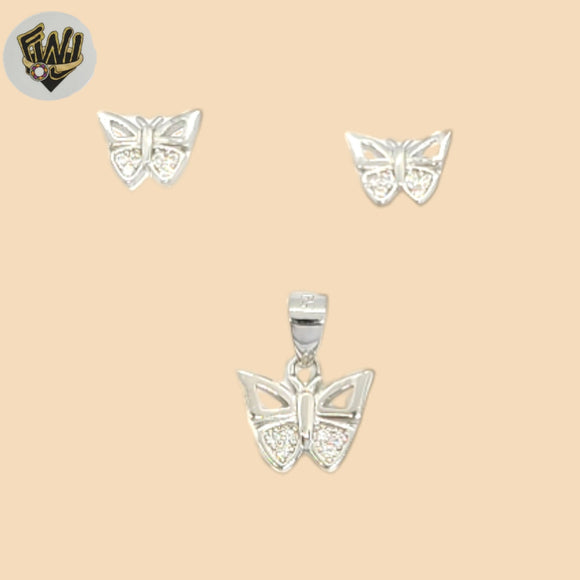 (2-6345) 925 Sterling Silver - Butterfly Zicon Set.
