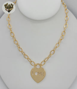 (1-6007) Laminado de Oro - Collar Corazón de Enlace Abierto - BGF