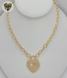 (1-6007) Gold Laminate - Open Link Heart Necklace - BGF