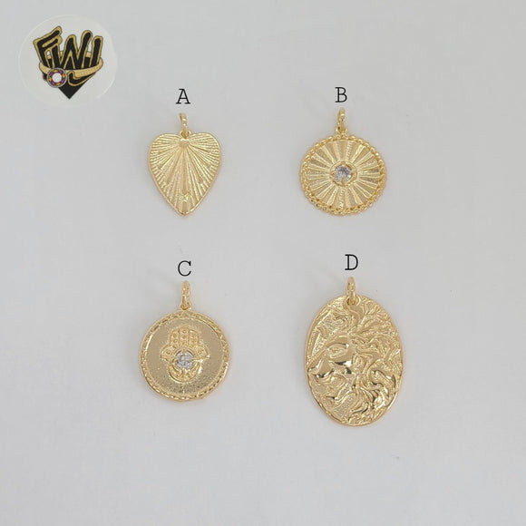 (1-2438) Gold Laminate - Chunky Medal Pendants - BGF