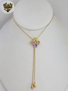 (1-6469-D) Gold Laminate -  Flower Tie Necklace - BGO