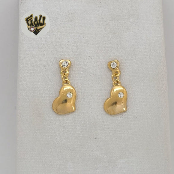 (1-1126-1) Gold Laminate - Heart Long Earrings - BGO