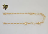 (1-0072) Gold Laminate - 3mm Mariner Link Elephants Anklet - 9.5" - BGF