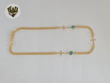 (1-0269) Gold Laminate - 3mm Link Evil Eye Anklet - 10" - BGF