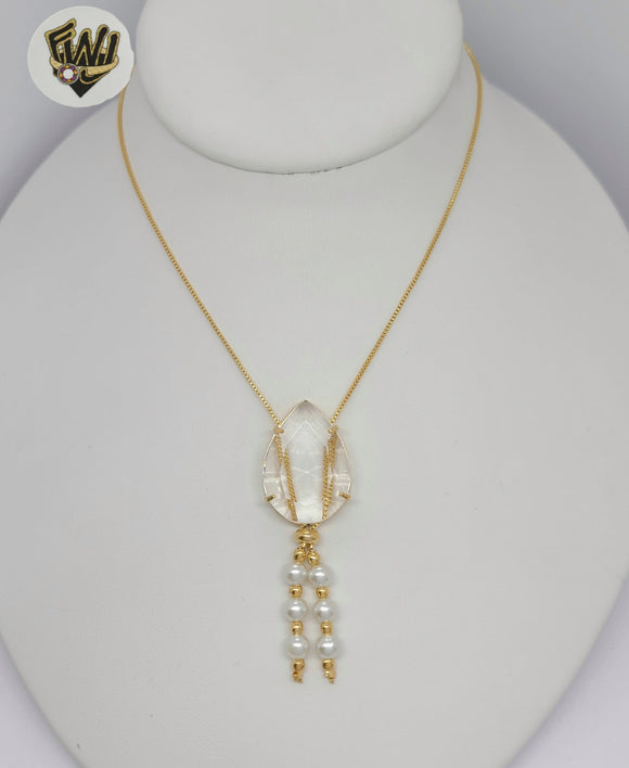 (1-6279) Gold Laminate - Adjustable Zircon Necklace - BGF