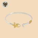 (2-0686) 925 Sterling Silver - 4mm Two Tones Starfish Bangle.