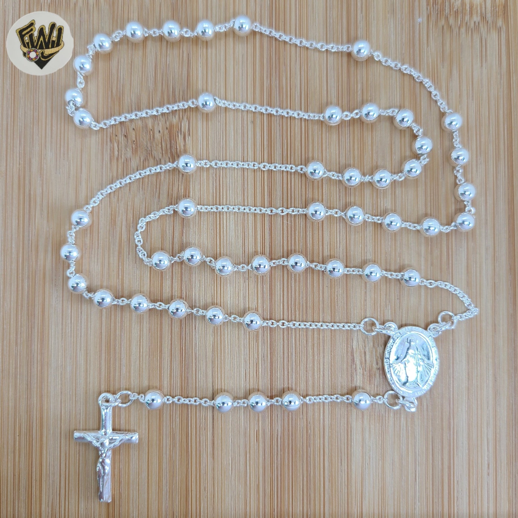 (2-2309) 925 Sterling Silver Rosary Necklace 24 - Main Image