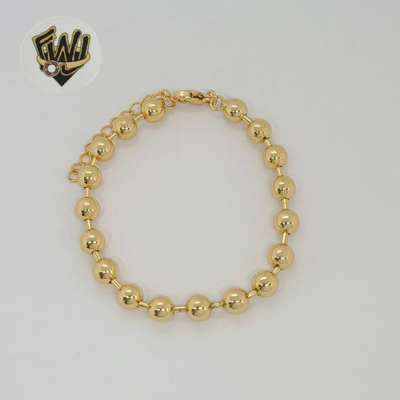 (1-0771) Gold Laminate - 6mm Balls Link Bracelet - 6.5